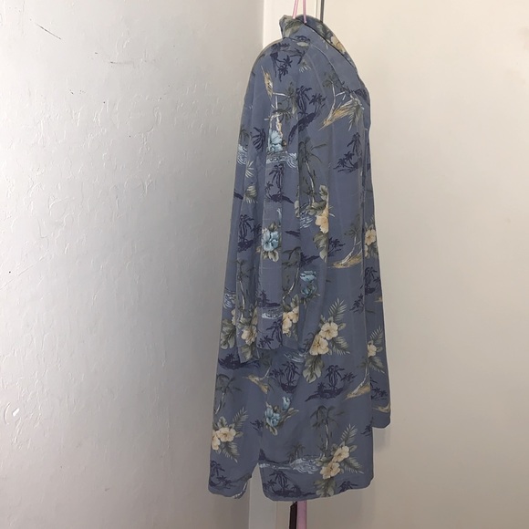 🎁Like New Vintage Jamaica Jaxx Men's Blue/White Silk Jamaican Shirt- Large - Picture 6 of 8